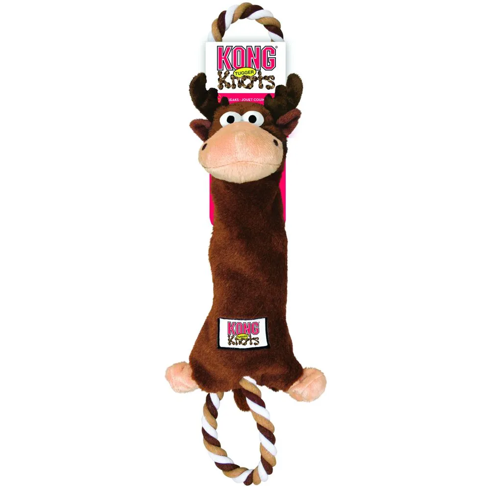 KONG Tugger Knots Moose Brun L 48 cm - reb og bamse i et